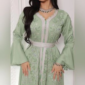 Royal Moroccan Dubai Kaftan Khaliji Abaya  Kuwait Jalabiya Women Dress